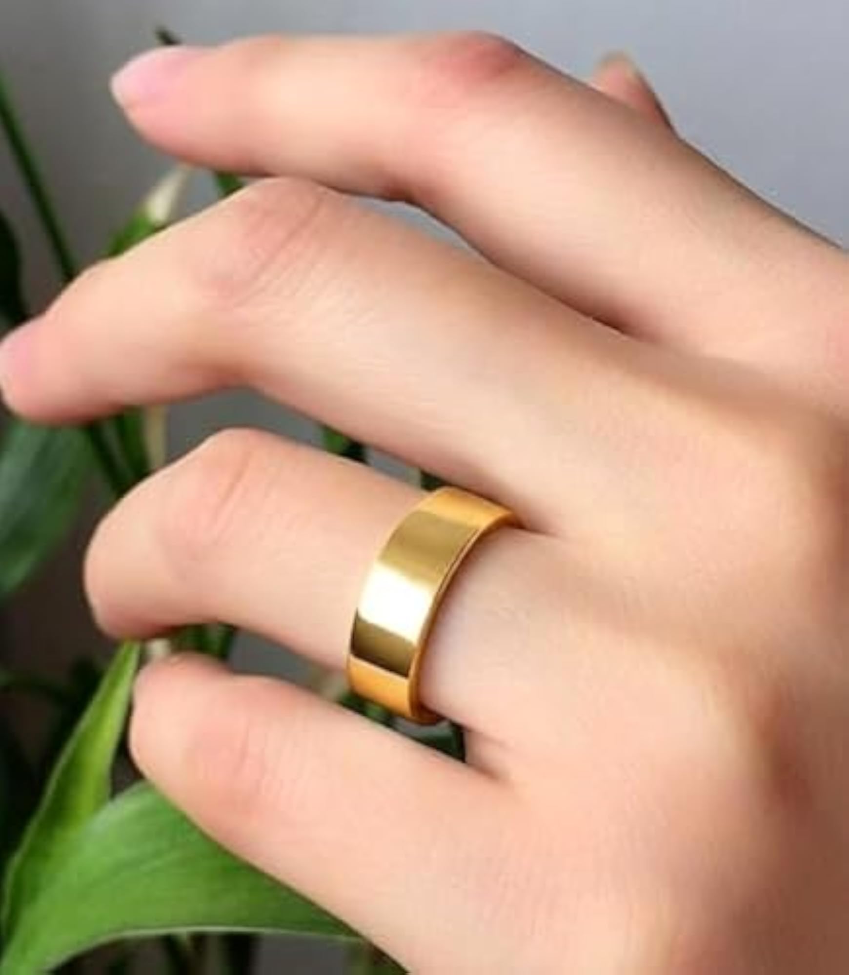 Men's Solid Stainless Steel Classic Ring, Size 19